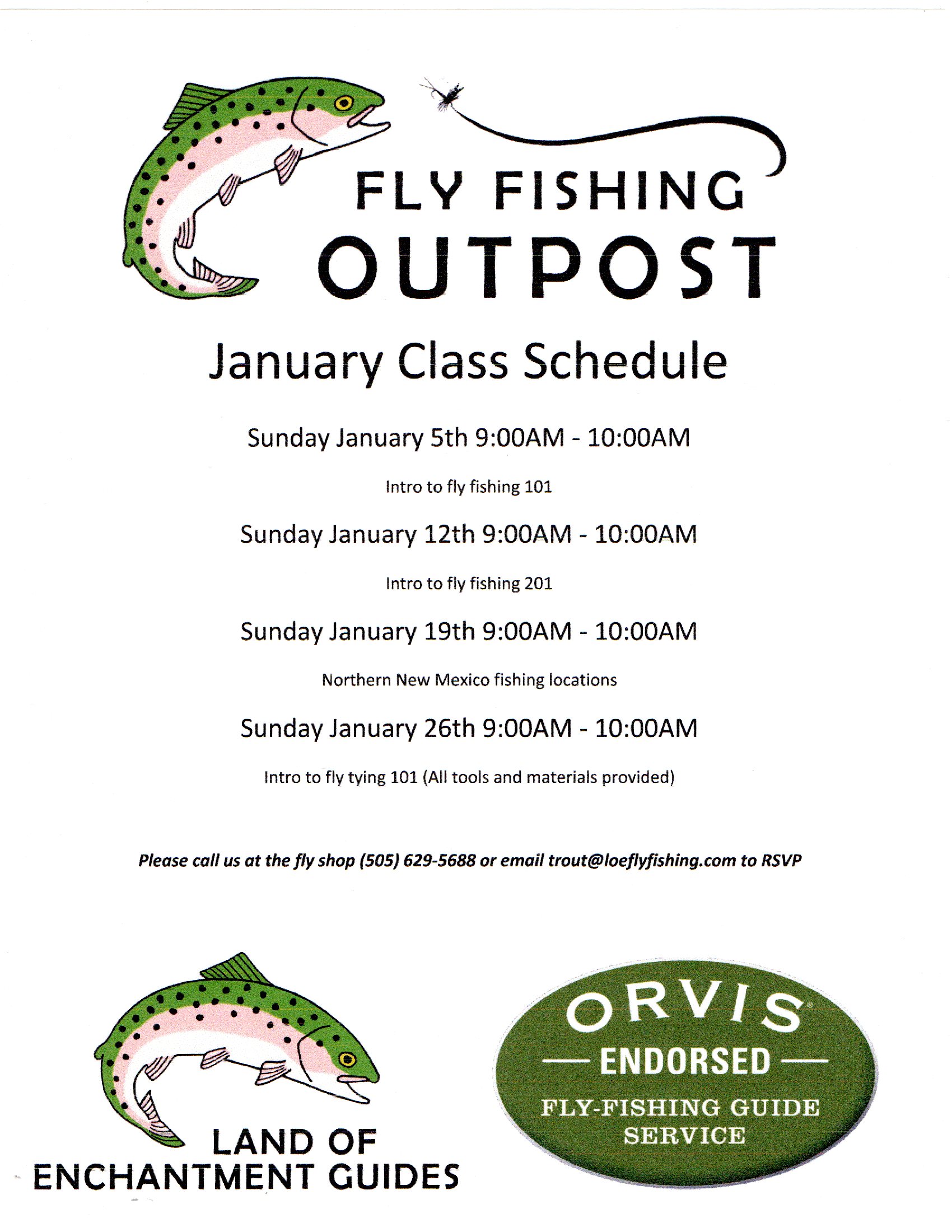 New Mexico January Fly Fishing Class Schedule